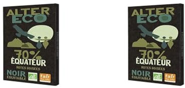 ALTER ECO - Tablette Chocolat Noir 70% - Notes boisées - Bio & Équitable - Origine Équateur - 100 g (Lot de 2)