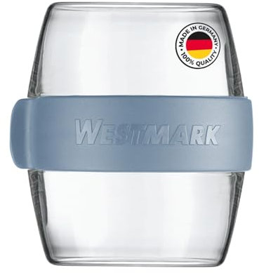 Westmark pocket box Mini, práctico recipiente para preparar comidas para llevar, ideal para yogures, frutas, verduras, aperitivos, 400 ml (2 x 200 ml), sin BPA, azul