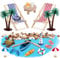 Royouzi 27 Stück Strand-Mikrolandschaft Mini-Stranddekorationen Miniatur Dekoration Mini Liegestuhl Deko Strandkorb Sonnenschirm Kleine Palme Deko Accessoires für DIY Zen Garten Dekoration (B)