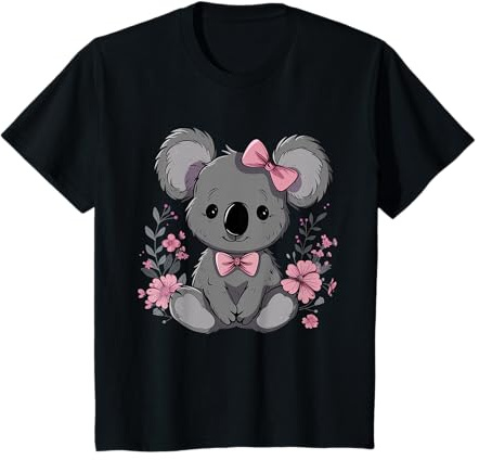 Koala mignon kawaii koala ours rose nœud fleurs enfants T-Shirt