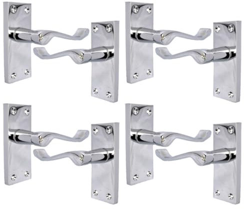 Haven Heritage Chrome Door Handle Set for Modern Doors Internal House Design, Door Handle Sets - Victorian Scroll Door Handles Chrome Door Handles Internal (4 Sets)