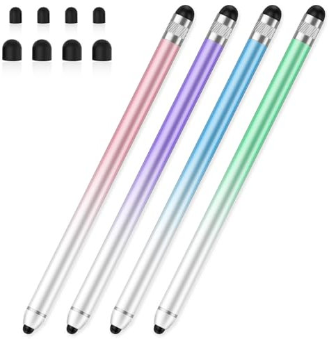 Stylus Pen for Touchscreen, Dual-end High Sensitivity Capacitive Stylus Pen for iPhone/iPad/Android/Samsung/Computer/Tablets, AmberVec Universal Stylists Pens for Touch Screens, 4 Pack