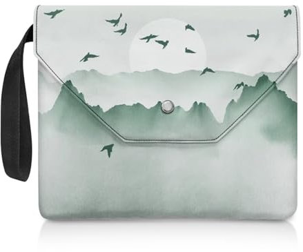NETILGEN Buchschutztasche für Kinder und Erwachsene, waschbar, große Buchumschläge für Taschenbücher, Hardcover, Notizbuch, Bibeltagebuch, 30 x 24 cm, grüner Bergvogel