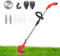 Grass Trimmer Cordless, 12V Garden Strimmer with Battery & Charger,Electric Brush Cutter with Telescopic Rod, 3 Types Replaceable Blades for Lawn, Shrubs (Red)