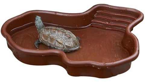 Gamelle à eau pour tortue | Grande baignoire pour tortue | Piscine de bain pour tortue | Gamelle pour reptiles avec rampe et se prélasser | Décoration d'aquarium pour dragon barbu pour balcon, cour