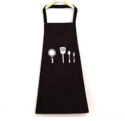 MytaYt Küchenschürze Grillschürze Unisex Chefs Küchenschürze Wasserdicht mit Taschen Schürzen zum Kochen Restaurant Arbeit BBQ Gardening Craft Backen für Küche Restaurant Café Schwarz