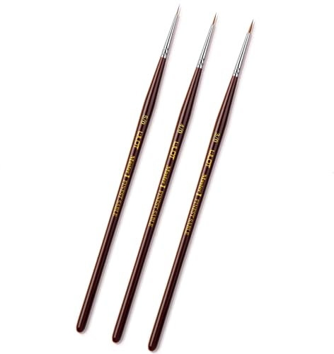Kolinsky Sable Fine Detail Paint Brushes - 3pcs Detail Paint Brushes for Acrylic Watercor, Small Miniature Paint Brush Set Use for Warhammer,Mini Paints,Paint by Number,Figurine (3/0 4/0 5/0)