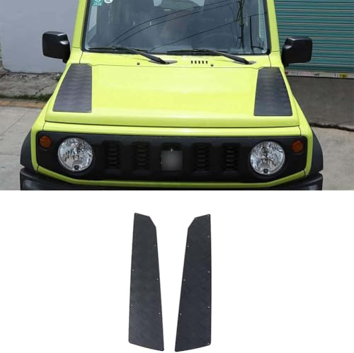 2 Stück Motorhauben Dekorative, Motorhauben Schutz Abdeckung für Suzuki Jimny JB64 JB74 2019-2024, Schwarz Aluminiumlegierung Aufkleber
