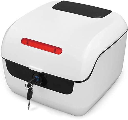 Generisch Weiß, Motorrad Topcase,Topcase universell Wasserfest,Haltbar Motorrad Roller Topcase,Motorrad Heckkasten,Für Helm,Gepäck Lagerung,Mit Sicherheitsschloss