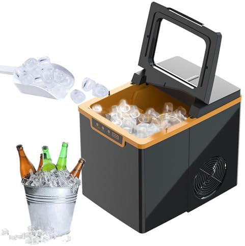 GUUFUFA Countertop Ice Maker,Silent Ice Maker 9 Bullet Ice / 7 Mins, Portable and Compact Ice Machine with Ice Scoop, for Homes, Offices, Restaurants, Bars