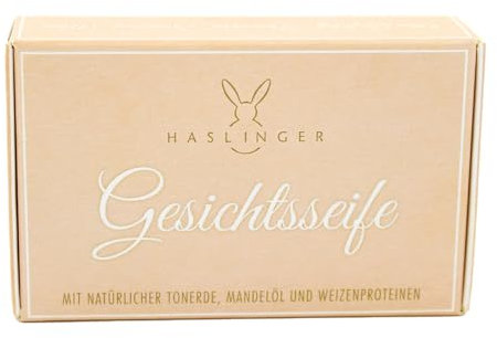 Haslinger Gesichtsseife 100g, mit natürlicher Tonerde, Mandelöl und Weizenproteinen, ohne Duftstoffe, palmölfrei, schonend mild