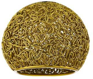 Retro Industrial Style Round Twisted Wire Mesh Metal Lamp Shade in Shiny Gold | 12cm x 12cm | for Kitchens Dining Rooms Lounges Restaurants etc by Happy Homewares