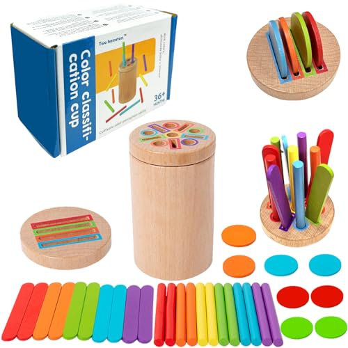 Felicify Jouet Montessori 3-en-1 - Tri et Comptage en Bois, Tasse de Tri, Motricité Fine, Jeux Éducatifs pour Bébé