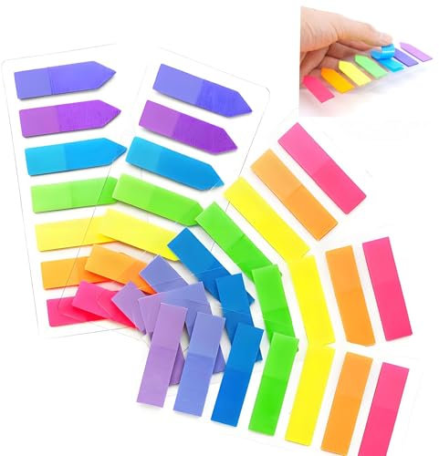 Klebezettel 700 Stück,Haftnotizen,Seitenmarker Selbstklebend,Sticky Notes,Mini Haftstreifen Ideal Zum Markieren und Hervorheben von Notizen und Büchern,School Supplies(zwei Formen,7 Farben)