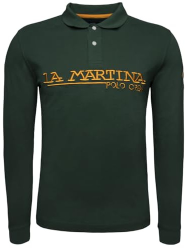La Martina Herren Langarm-Poloshirt XMP306 Dunkelgruen XXL