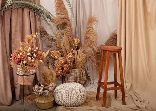 CORFOTO 3.5x2.5m Boho-Hintergrund, Boho-Blumen-Hochzeitshintergrund, Pampasgras-Vorhang, Fotografie-Hintergrund, Brautparty, Jubiläumsparty, Babyparty, Dekoration, Foto-Requisite