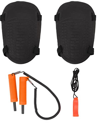 Baxnore Fishing Ice Picks Set, EVA PVC ABS Retractable Ice Picks Hard EVA Knee Pads Non Nuclear Whistle, Replacement Ice Fishing Safety Tool (Orange)