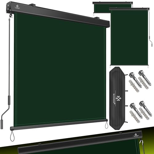 KESSER® Toldo vertical de 180 x 250 cm, con mecanismo de manivela, incluye kit de montaje y cubierta, protección solar con manivela para balcón y terraza