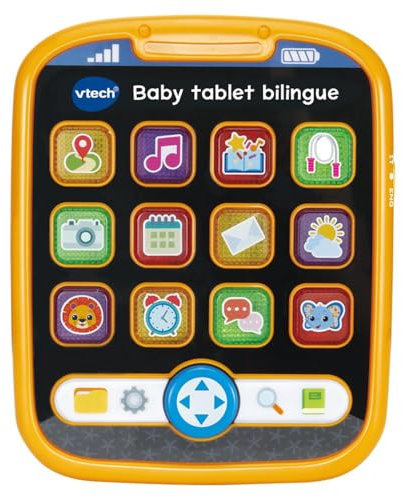 VTech Baby Tablet Bilingue, Tablet Bambini Educativo con 12 Tasti Luminosi con Applicazioni, 4 Frecce Direzionali, Lingua Italiana e Inglese, Batterie Incluse, 9-36 Mesi
