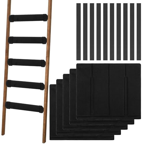 Kingshion 5PCS Bunk Bed Ladder Pads, Bunk Bed Ladder Cover with 10 Adjustable Straps, Comfortable Step Pads for Loft Bed, Suitable for Safe and Comfortable Climbing,11.5x10 Inch (Ladder Not Included)