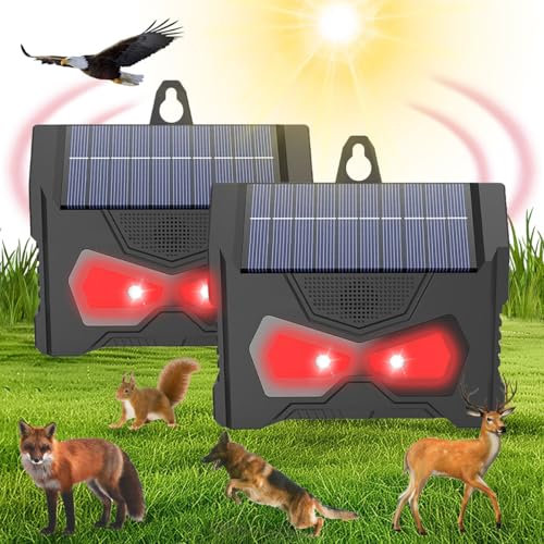 2 Packs Repelente de Animales,Luces solares de Control de Depredadores,Luces LED Intermitentes,Repelente Solar contra Animales Salvajes como mapaches, venados, Zorros, jabalíes, etc.