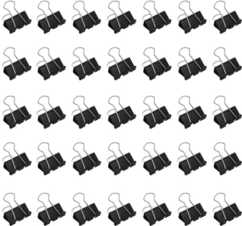 55 pinzas plegables de 25 mm, Pinzas Metálicas Plegables, pinzas de papel, clips de metal para oficina, escuela, cartas, suministros de oficina, clips negros