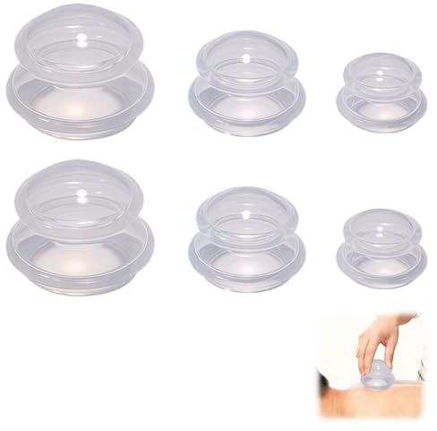 Silikon Schröpfgläser Set – 6 Stück, Schröpfen Ganzkörpermassage für Anti-Cellulite & Anti-Aging, Vakuum Schröpfköpfe für Gesicht/Körper