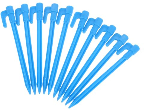 Mikinona 100 Pièces Piquets de Sol en Plastique Bleu 100 Pcs 14,7 Cm pour Camping, Tentes et Bâches, Ancrages Légers et Résistants pour Terrain Dur, Piquets de Camping et Tuteurs de Jardin