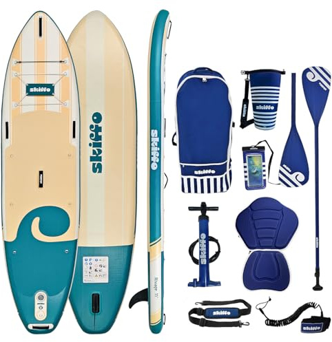 Skiffo Rivage 11' – Aufblasbares 2-in-1-Kajak, komplett, 335 x 86 x 15 cm, max. 160 kg, stabil & vielseitig – einzigartiges Design