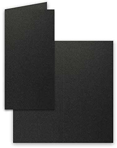 FarbenFroh by GUSTAV NEUSER 50x Falt-Karten DIN Lang - Schwarz - 10,5 x 21 cm - Blanko Doppelkarten - Klappkarten für Einladungen und Grußkarten zu Weihnachten und Geburtstag