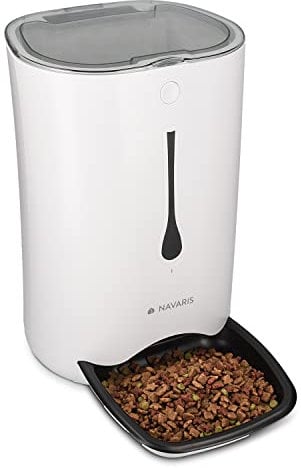 Navaris Automatischer Futterautomat Futterspender mit Timer - 6L Futternapf Automat mit Timer und akustischer Benachrichtigung - für Hund und Katze