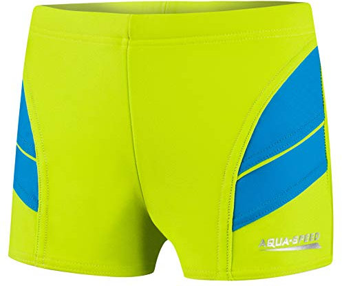 Aqua Speed Badehose Kinder Jungen + gratis eBook | Enge Schwimmhose Jungs | UV Schwimmbekleidung | Swimwear Boys | 82. Grün Blau Gr. 128 | Andy