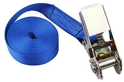 Supertool Sicherungsgurte, robuste Spanngurte mit Ratsche, Zurrkapazität 800 kg Bruchfestigkeit für Rasen-Ausrüstung, Motorrad, 1 Stück, Blau, 25 mm x 1 m