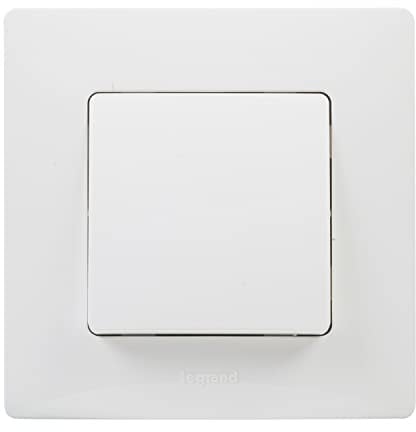 LEGRAND Pulsador de Pared 6A, Gama Niloé Monobloc, Mecanismo Completo con Marco, Blanco, 396428