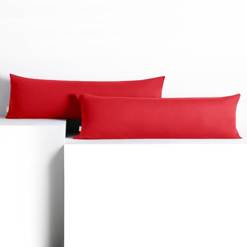 DecoKing 2 Kissenbezüge 20x120 cm Jersey Baumwolle Reißverschluss rot Amber
