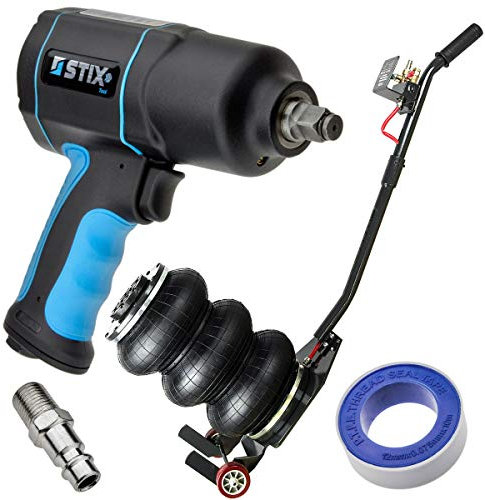 Stix Pneumatisch Wagenheber 4T mit Druckluft Schlagschrauber 1700Nm 1/2 Set Air Jack