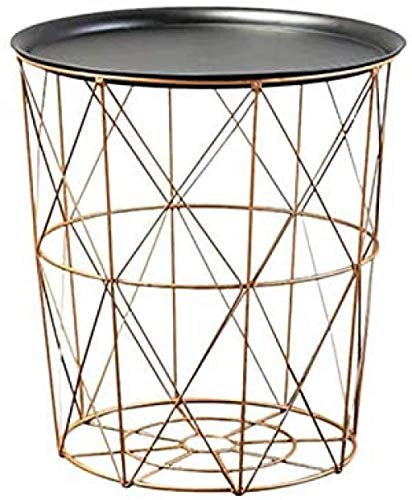 Moderner goldener runder Metallkorb Aufbewahrungskorb Beistelltisch Schlafzimmer Balkon Ecktisch Teetisch