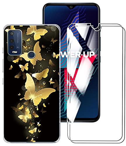 CXKJ Coque pour Wiko Power U30 (6.82 Pouce) + [2 Pièces] Verre trempé Protection écran, Ultra Fin Silicone TPU Bumper Transparent Housse Etui de Protection Cover Case，Glass Film - CX25