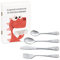Maverton Set di 4 posate per bambini con incisione + scatola in legno con stampa personalizzata - motivo animali - idee regalo per il battesimo bimbo - drago