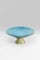 Kare Design Schale Birdie, Blau/Gold, 26cm Durchmesser, Obstschale, Handgearbeitet, Messing Sockel, Elegance, Retro Design, 11x26x26 cm (H/B/T)
