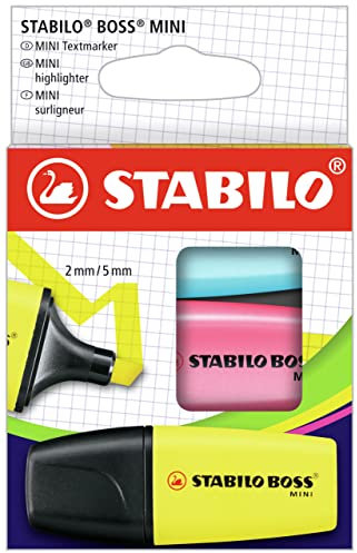 STABILO - Textmarker - BOSS MINI - 3er Pack - gelb, blau, pink
