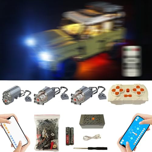 Super Motor und Fernbedienung und Beleuchtung Upgrade Zubehör für Lego Technic Land Rover Defender 42110, Fernbedienung, Kompatibel mit Lego 42110(Nicht Enthalten Modell)