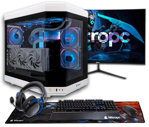 NitroPC - Pack Platinum Plus | Computer gaming completo (AMD Ryzen 9 7900X 12/24 5.6GHz, RTX 4060 Ti 8GB, RAM 32GB, M2 2TB, W11, RGB | WiFi, monitor 27, tastiera, mouse, cuffie) PC fisso