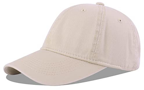 LANGZHEN Unisex Vintage gewaschen Distressed Baumwolle Einstellbare Solid Dad Hut, Gewaschene Klassische Baseball Cap für Männer Frauen (Khaki)