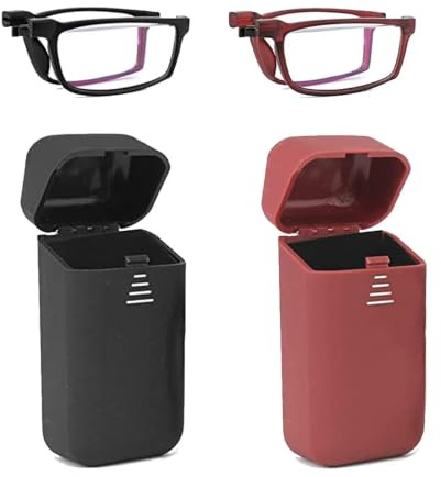 Hubeye 2 Paar Faltbare Lesebrille Herren Damen Blaulichtfilter Lesehilfe Ultraleicht mit Hartes Brillenetui für einfaches Tragen 2.50