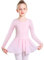 Monbessi Ballettkleidung Mädchen Langarm Ballettkleid Baumwolle Kinder Tanzkleid Ballettanzug Ballett Trikot mit Rock Tütü(110, Rosa)