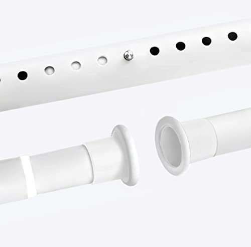 AUCUN Foret Nécessaire Tringle à Rideau Tringle à Rideau De Tension Très Longue 70-400cm Pour Grande Fenêtre, Salle De Douche, Placards Noir (White, 0.7-1.1m)