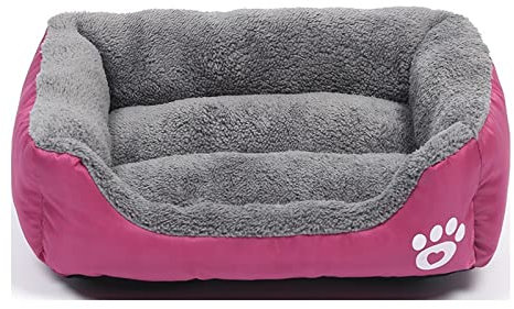 Lit pour Chien et Chat de Petite Race Coussin de Couchage pour Chien Panier Doux et Lavable Canapé pour Chat Rose Rouge Taille L