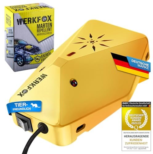 Werkfox® Repelente de Animales generador de señales ultrasónicas, Repelente de Marta para vehículos, Protección contra la Marta del Coche; sin Marta