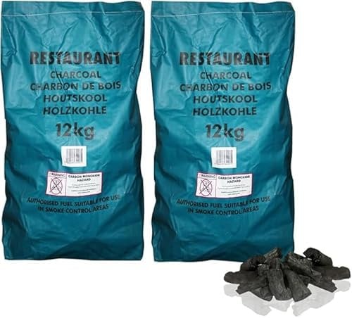 The Charcoal Chef's 12KG X2 of Premium Grade Large Lumpwood Restaurant Cooking Charcoal (140L)
